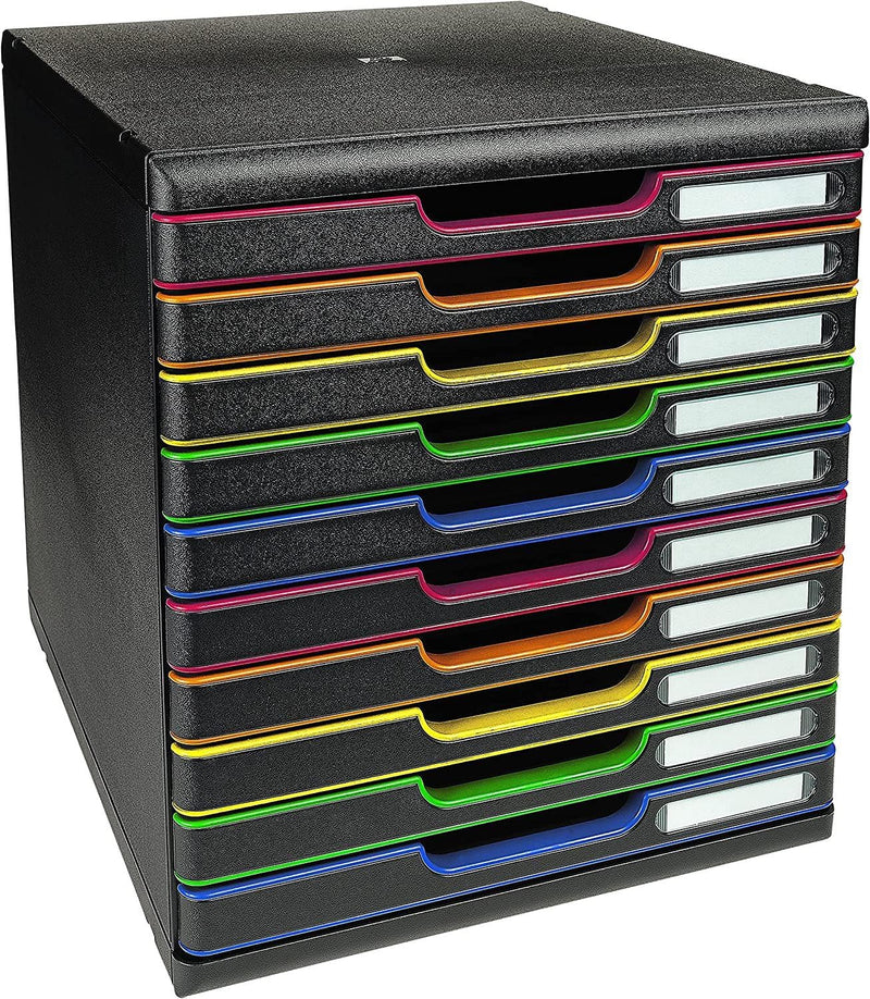 Exacompta 302914D Modulo Ablagebox (DIN A4, 21 x 29,7 cm, mit 10 Schubladen, ideal für Ihre Organisa