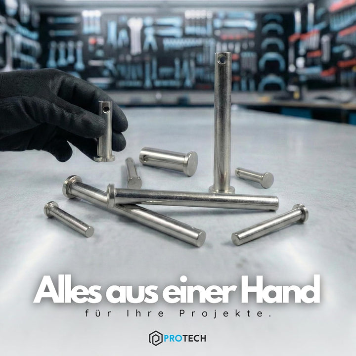 PROTECH 25 Stück Steckbolzen 6x24mm Edelstahl V4A rostfreier A4 Bolzen Splintbolzen Stecksplint Sich