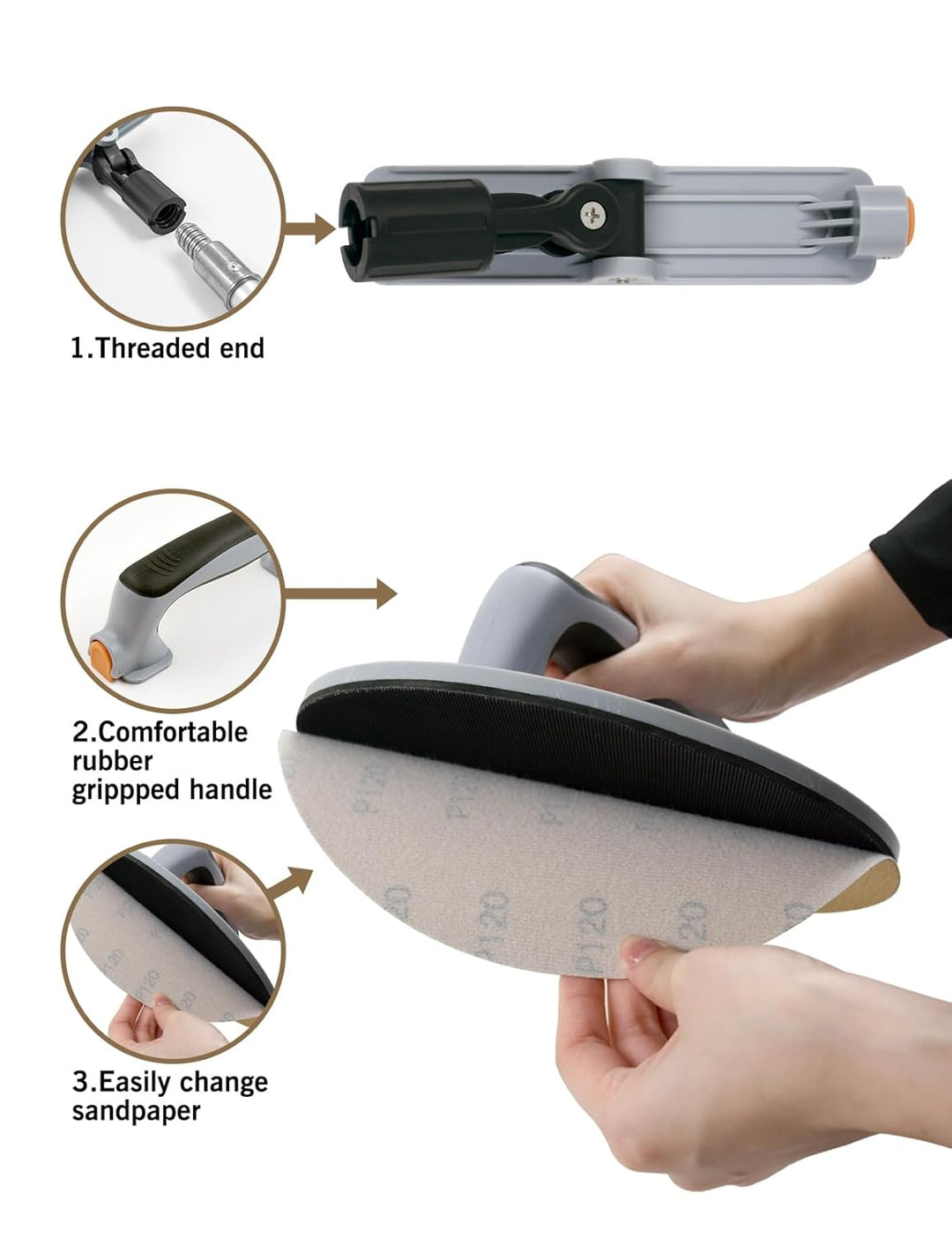 ROLLINGDOG 22,9 cm Schleifpapierblätter – je 6 Stück #80#120#240 (insgesamt 18 Stück), Klett-Schleif