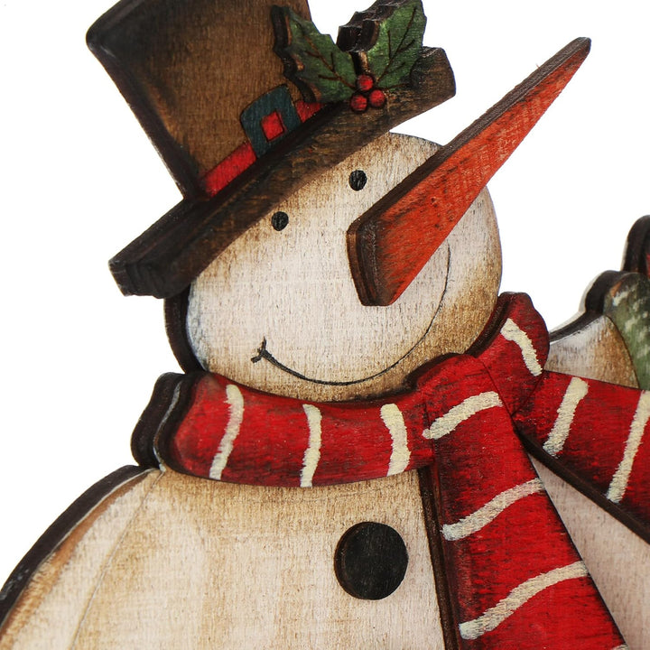 com-four® Dekorativer Aufsteller für Weihnachten - Schneemann aus Holz zum Hinstellen - Holz-Aufstel
