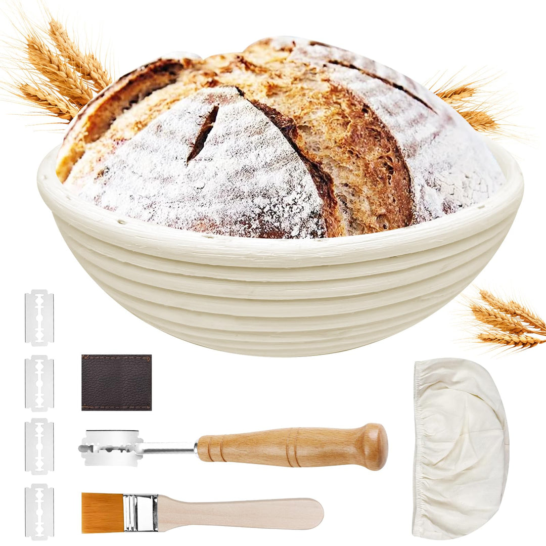 Gärkörbchen für Brot, Gärkorb Rund 22 cm, Brot Backen Zubehör, Banneton Gärkörbe Set, Bread Proofing