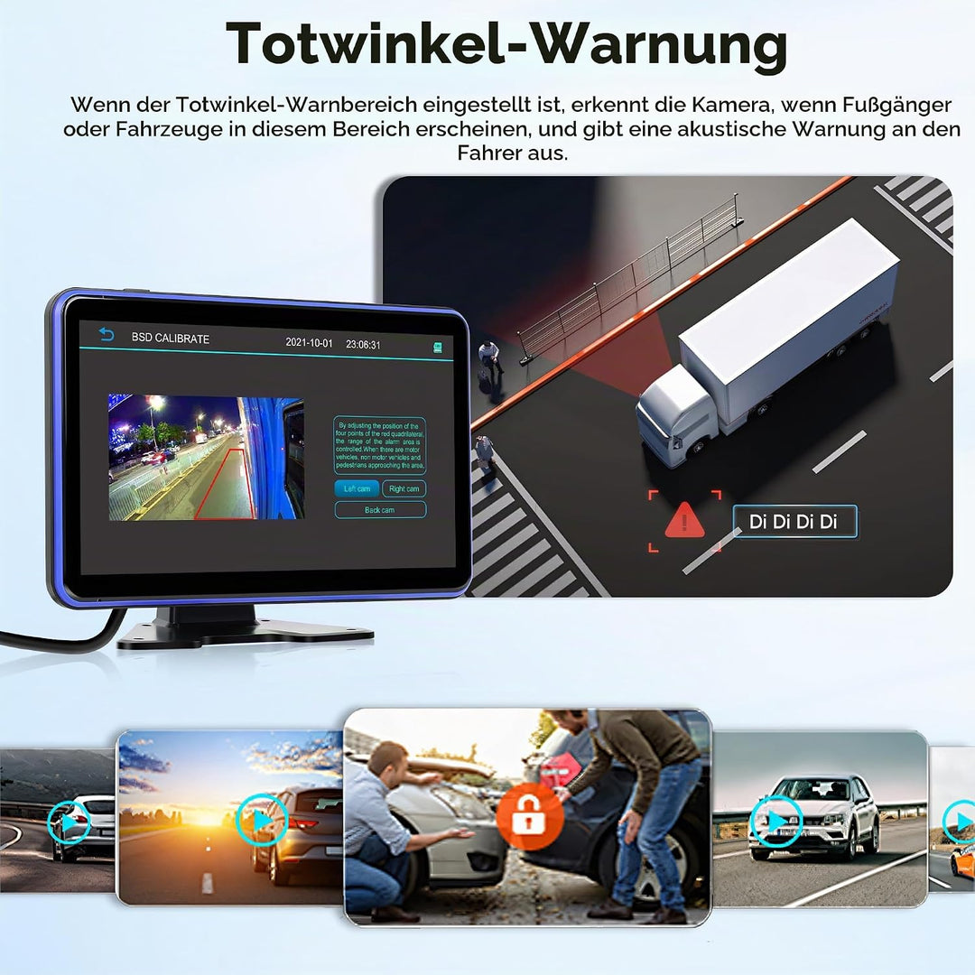 Digitale Wired Rückfahrkamera 5 Kamera kit mit 10.1 Zoll IPS Monitor mit 5M+15M Kabel, Rückfahrkamer