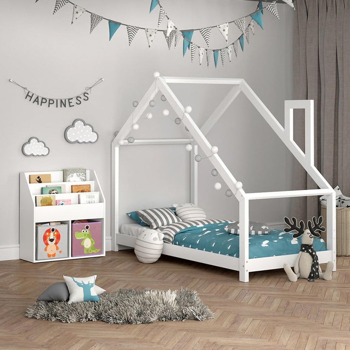 Vicco Kinderregal Luigi, Weiss, 72 x 79 cm mit 2 Faltboxen Opt.3 Weiss 72x79 mit Faltboxen Löwe/Krok