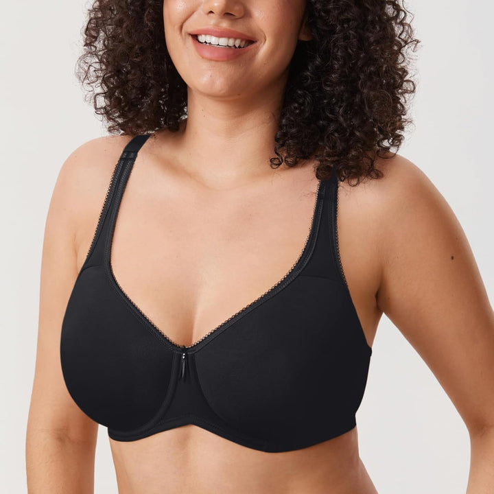 DELIMIRA Damen BH mit Bügel Nahtlose Vollschalen T-Shirt BHS Gepolstert Grosse Grössen 70C Schwarz,