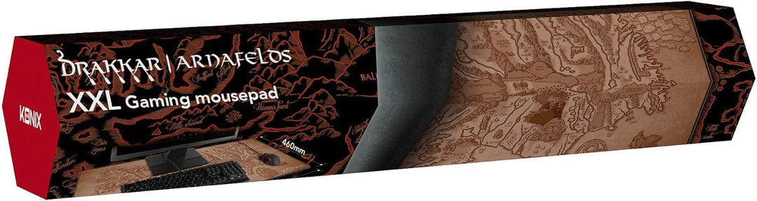 Konix Drakkar Gaming-Mauspad Arnafelds XXL 90 x 46 cm - rutschfeste Gummibasis - Wikingermuster