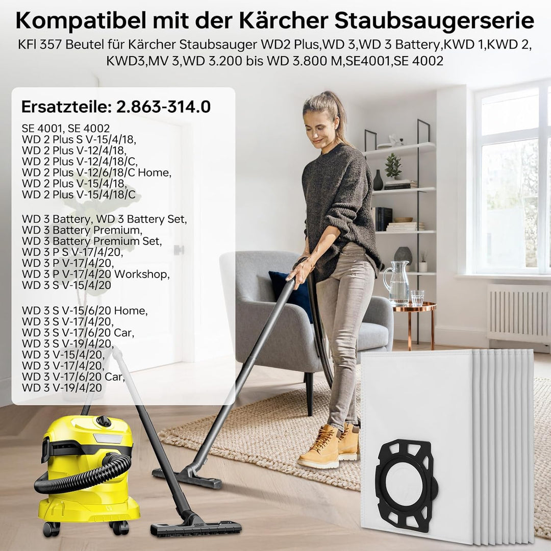 10 Stück Staubbeutel für Staubsauger 10 Stück Wd2 Staubbeutel, 10 Stück Wd2 Staubbeutel