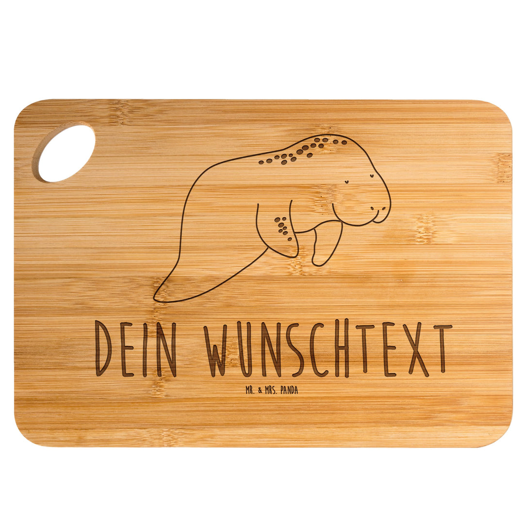 Mr. & Mrs. Panda Holzschneidebrett mit Gravur Seekuh Chillen - Personalisierte Geschenke, Personalis