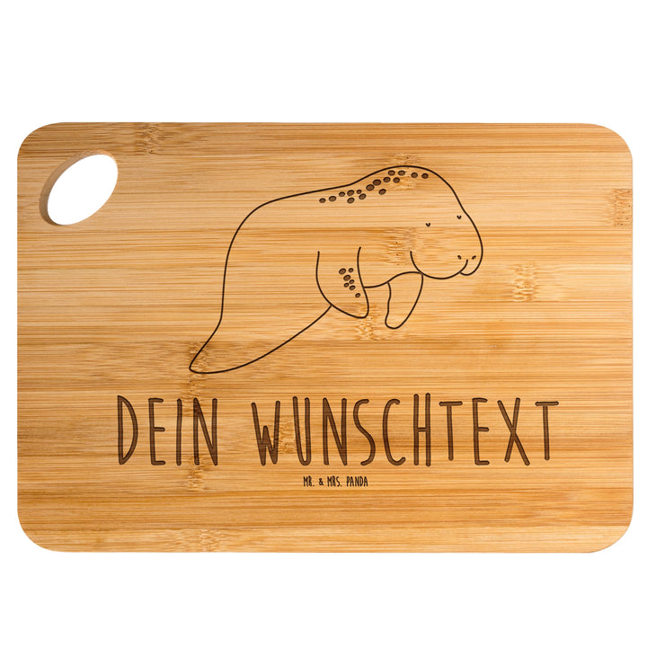 Mr. & Mrs. Panda Holzschneidebrett mit Gravur Seekuh Chillen - Personalisierte Geschenke, Personalis
