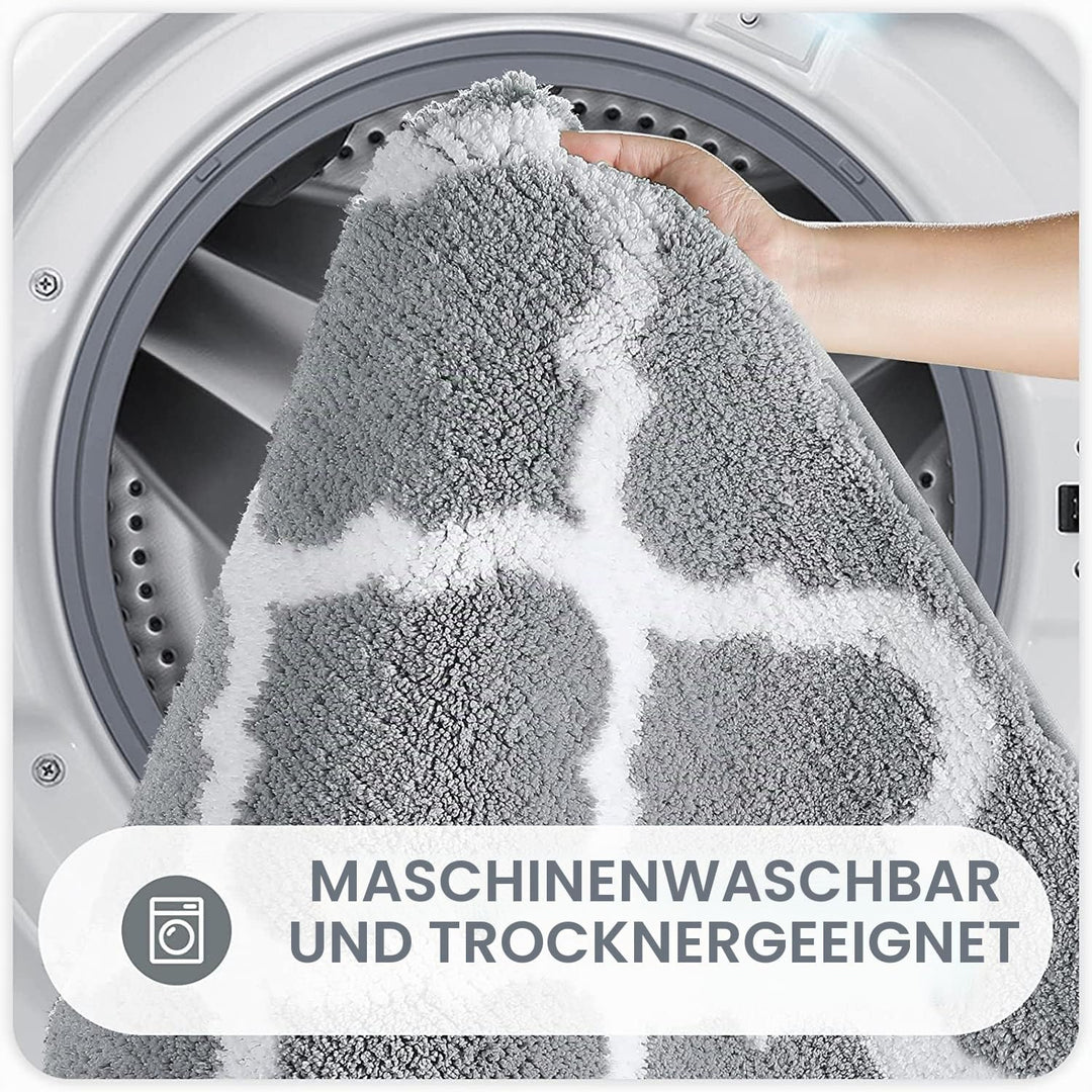 Homaxy rutschfest Badematten Set 2 teilig Weich Hochflor Bad WC Badezimmerteppich Set Mikrofaser Bad