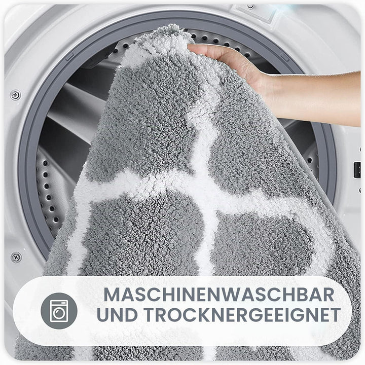 Homaxy rutschfest Badematten Set 2 teilig Weich Hochflor Bad WC Badezimmerteppich Set Mikrofaser Bad