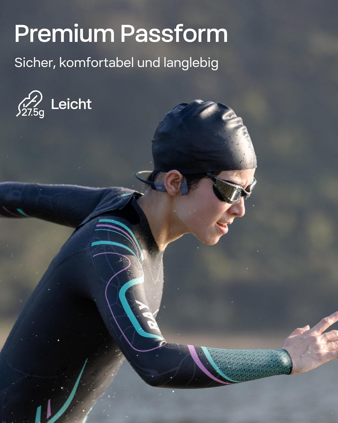 SHOKZ OpenSwim Pro Knochenschall Swimm Kopfhörer, IP68 Wasserdicht, 32GB MP3 Player, Bluetooth 5.4 S