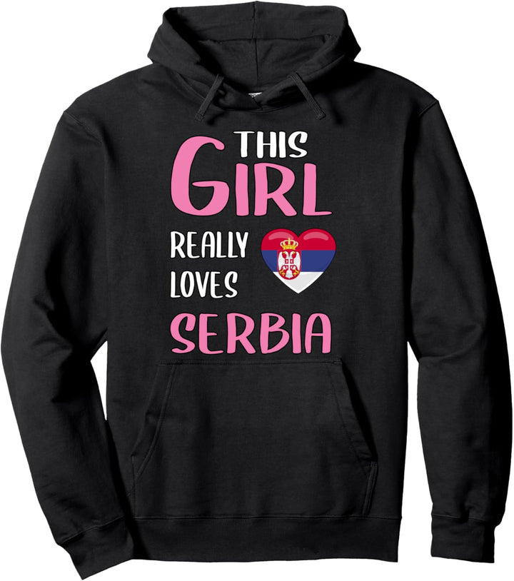 Damen-Reisegeschenk, dieses Mädchen liebt Serbien Pullover Hoodie