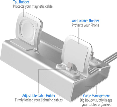 Ladestation für Apple Watch und iPhone Airpods, 3 in 1 Aluminum Docking Station Halterung iWatch Stä