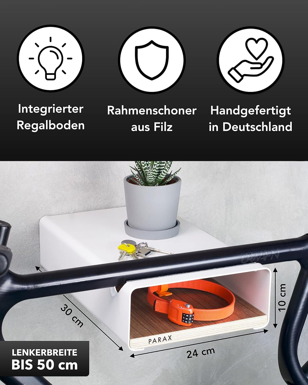 PARAX Fahrradhalter - Wandhalterung für Fahrrad - Indoor Fahrrad Aufbewahrung - Fahrrad Aufhängung a