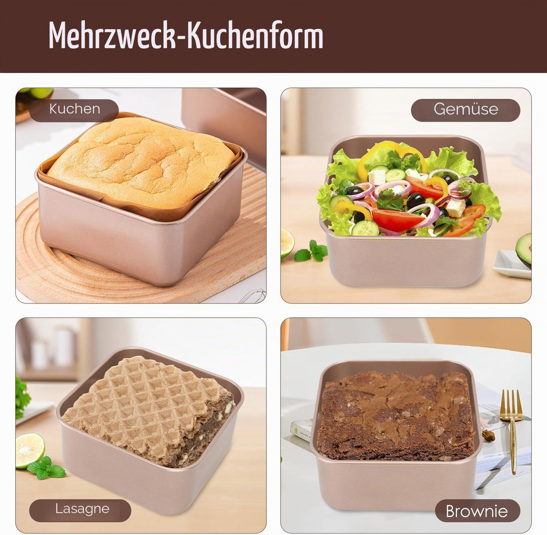 Brotbackform 17cm/21cm/23cm Quadratisch 8cm Tief Kastenform Karbonstahl Antihaftbeschichtung Brotfor