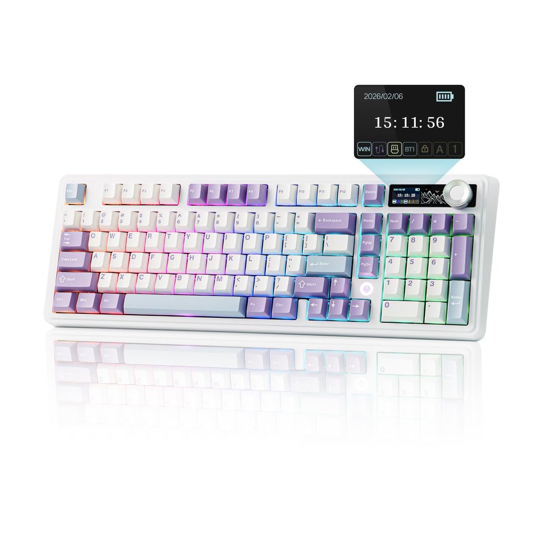 MechLands AJAZZ AK980 98% Mechanische Tastatur, BT5.0/USB-C/2.4GHz Wireless Gaming Tastatur, Hot Swa