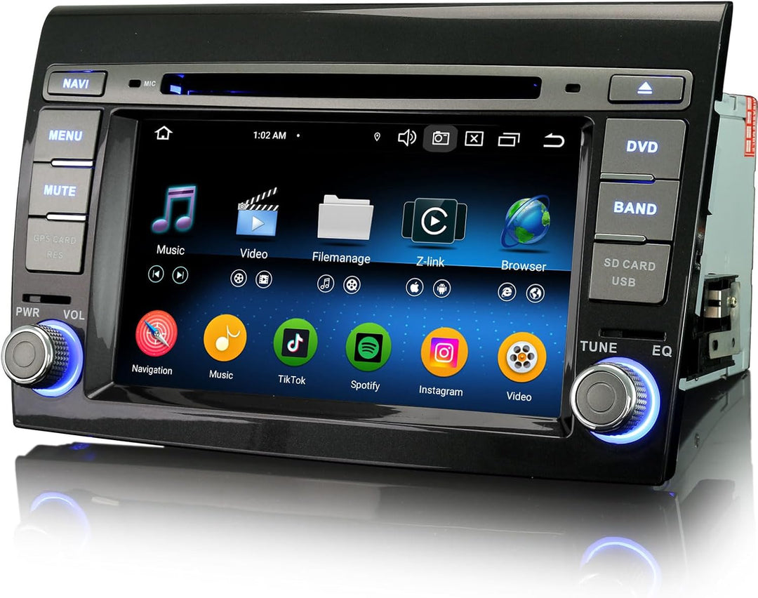 Erisin 8-Kern 4GB+64GB Android 14 Autoradio GPS Navi für FIAT BRAVO 7 Zoll DVD Player Touchscreen Un