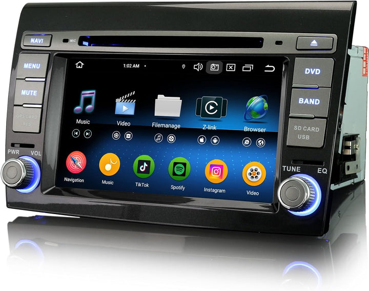 Erisin 8-Kern 4GB+64GB Android 14 Autoradio GPS Navi für FIAT BRAVO 7 Zoll DVD Player Touchscreen Un