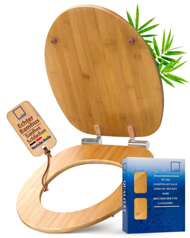 ADOB WC Sitz Klobrille Bambus dunkel mit Absenkautomatik Bamboo natur, 33325 Carbonized/Dunkel, Carb