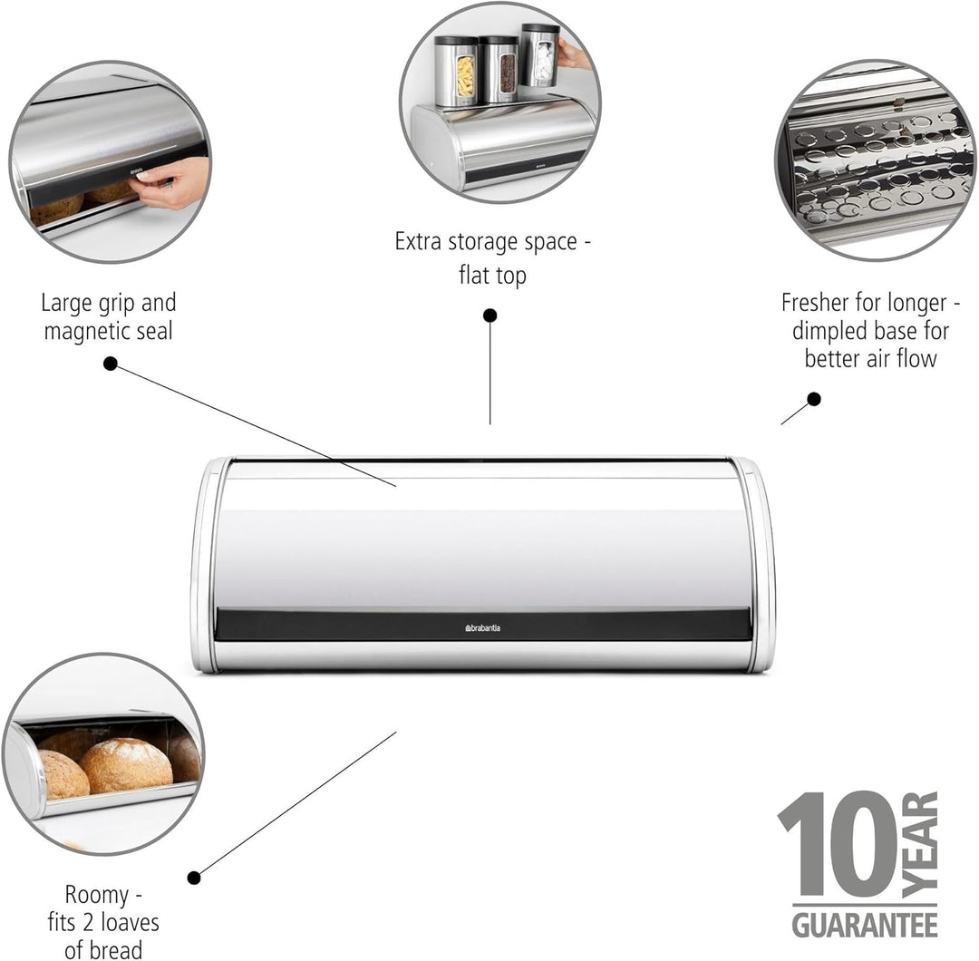 Brabantia Rollbrotkasten/Brilliant Steel (inklusive der Seitenteile)