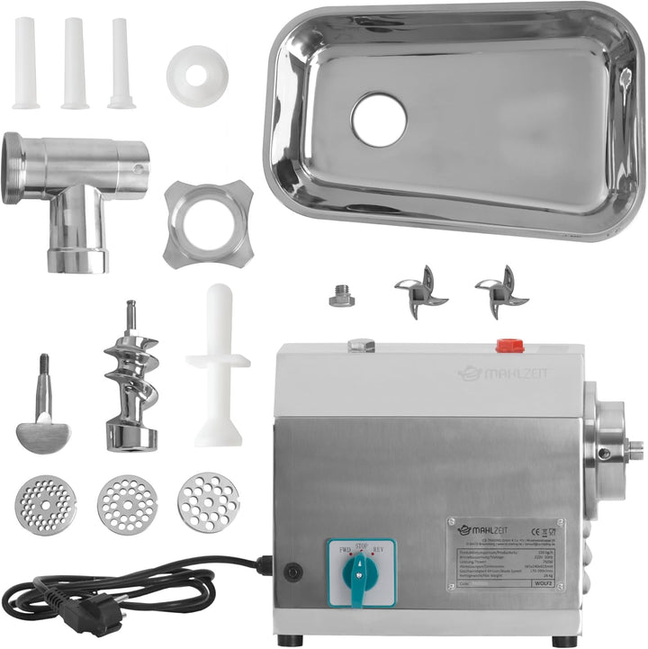 Zelsius Profi Edelstahl Fleischwolf elektrisch | 750W - 150kg/h | Faschiermaschine aus Edelstahl, Wu