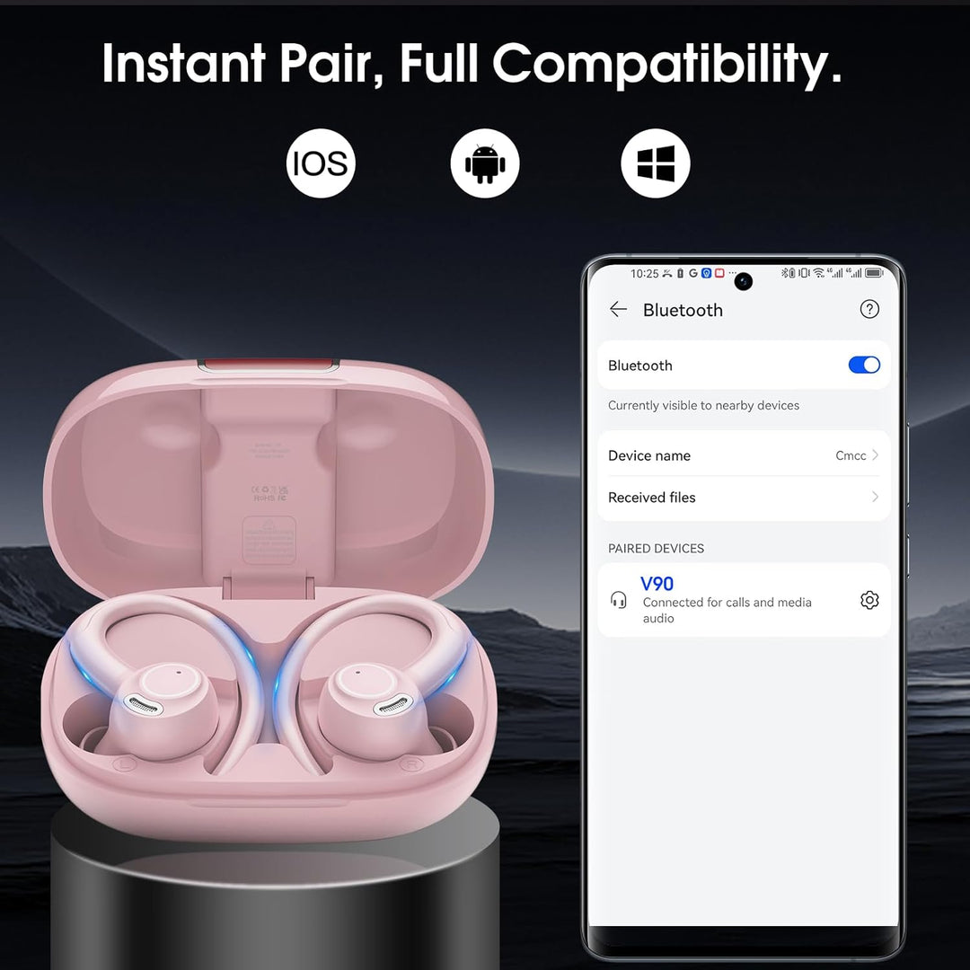 Csasan Bluetooth Kopfhörer Sport, in Ear Kopfhörer Kabellos Bluetooth 5.3 mit Ohrbügel, Hi-Fi Stereo