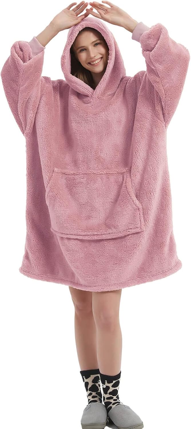 FELOVE Hoodie Decke Ärmeln Kuschelpullover Mit einer grossen Tasche,Tragbare Decke Ultra Soft Bequem