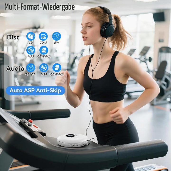 Gueray CD Spieler Tragbarer CD-Player Persönliche CD Players mit Kopfhörer LCD Display Anti-Skip Sch