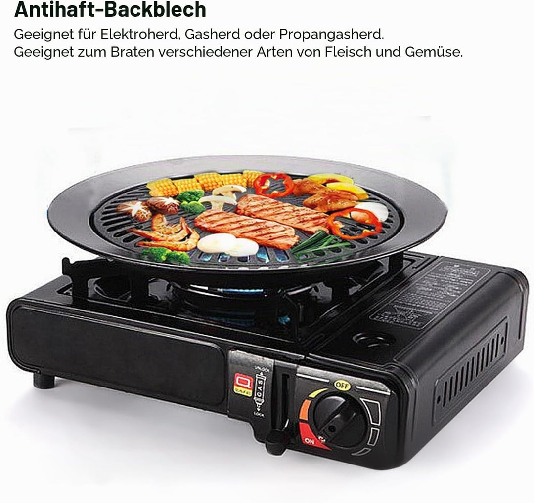 Yctze Barbecue Pan - Runder, rauchfreier Grillpfanne, Antihaft-Backblech, Grillplatte, BBQ-R?stblech
