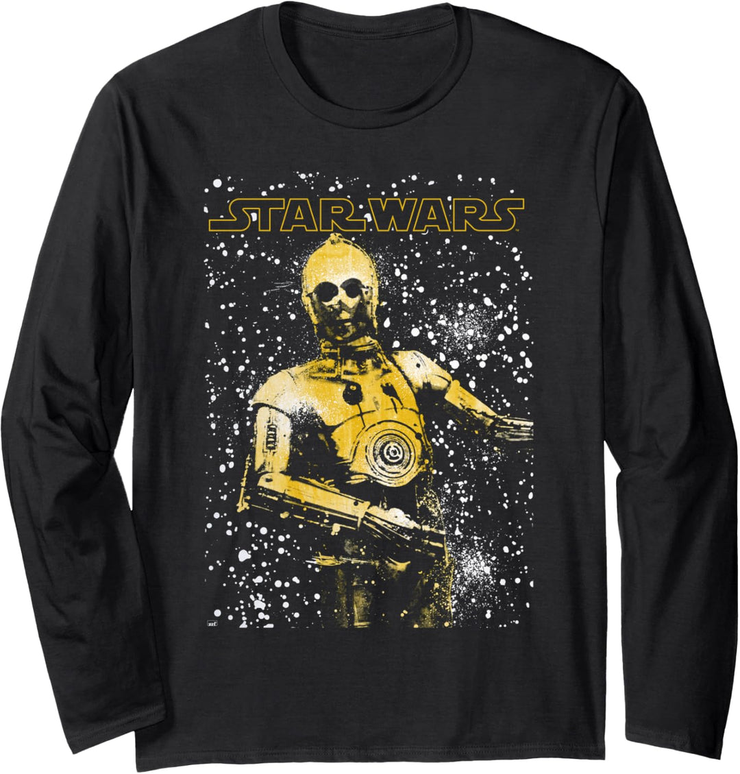 Star Wars C-3PO & Stars Logo Langarmshirt
