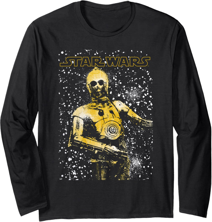 Star Wars C-3PO & Stars Logo Langarmshirt