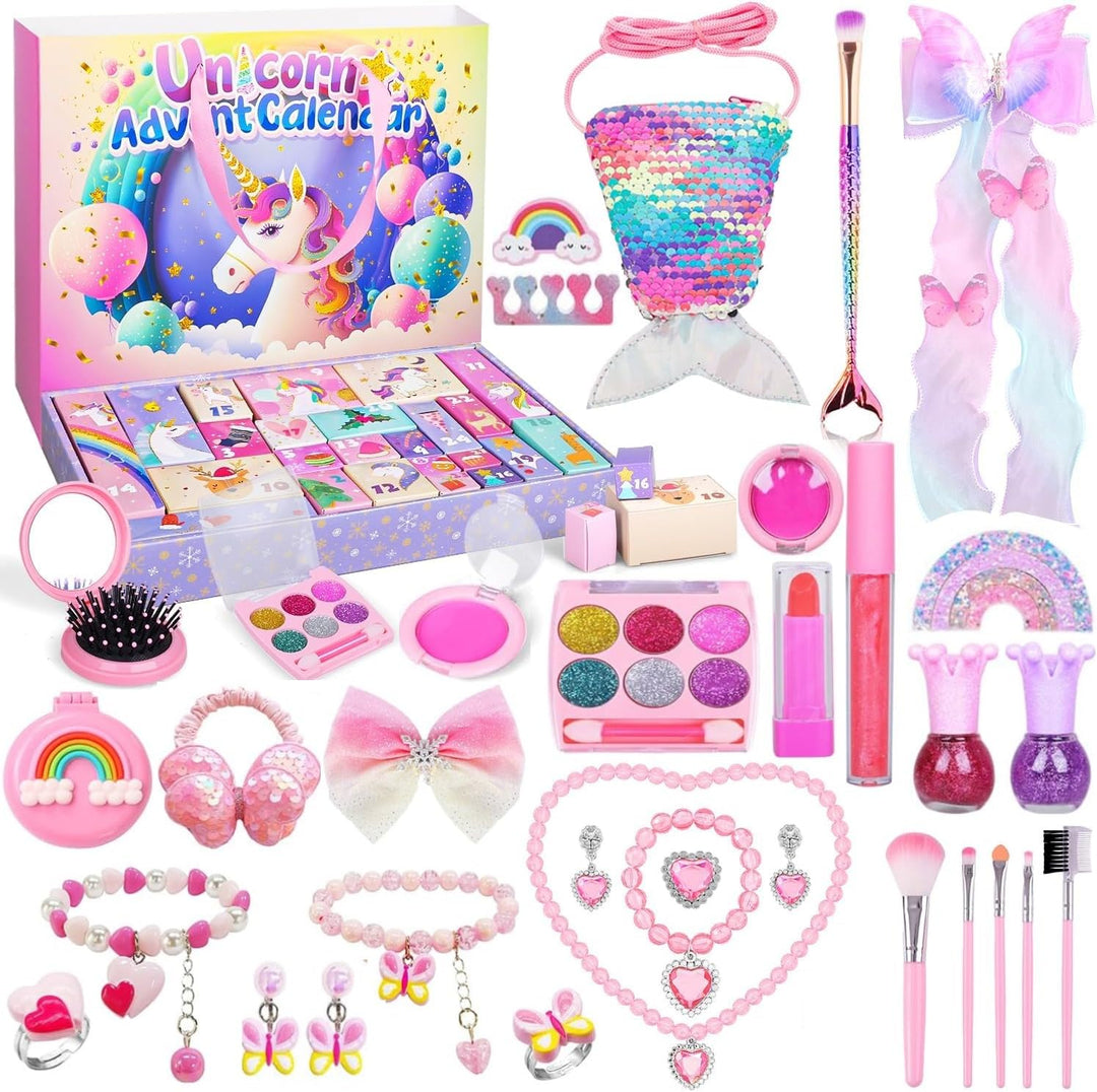 iZoeL Adventskalender kosmetik Kinder Mädchen 2024 Weihnachtskalender 24 Mode Schmuck schminke Beaut
