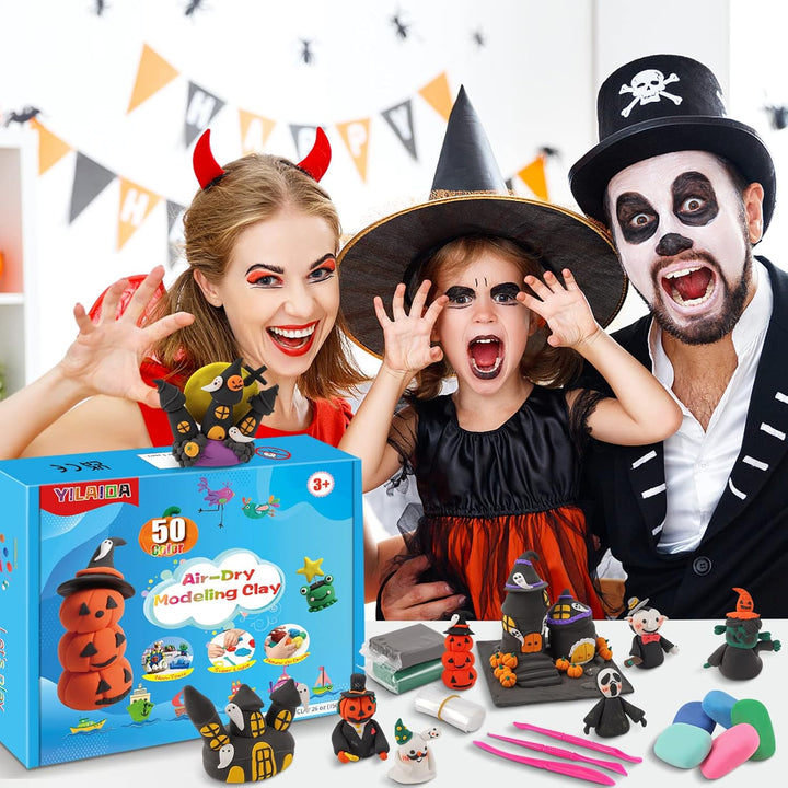 Modelliermasse Lufttrocknend, 50 Farben Magische Modelliermasse für Kinder, DIY Geschenk für Jungen