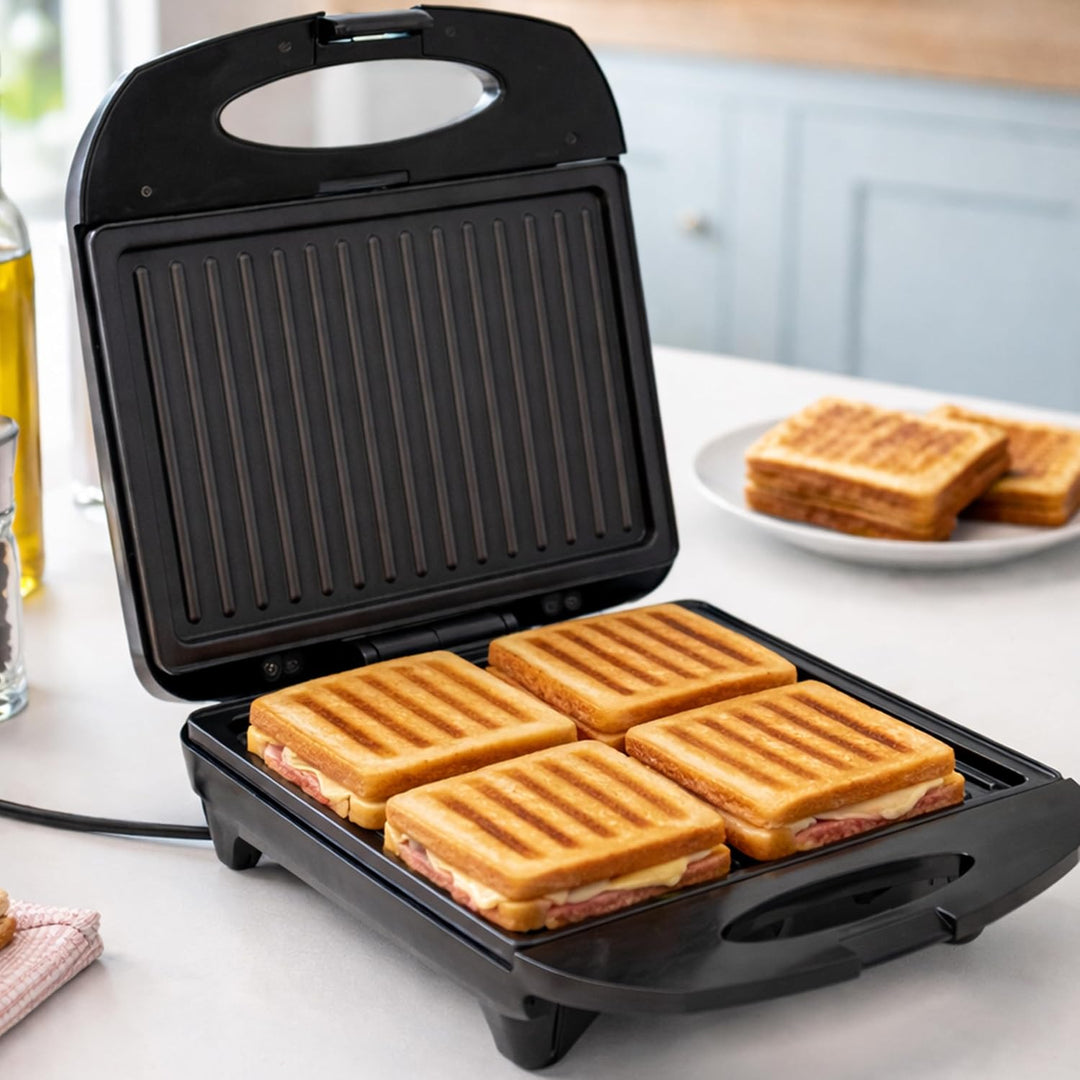 BEPER P101TOS040 Elektrischer Toaster für 4 Scheiben „Family Grill“, Toast- und Sandwich-Grillplatte
