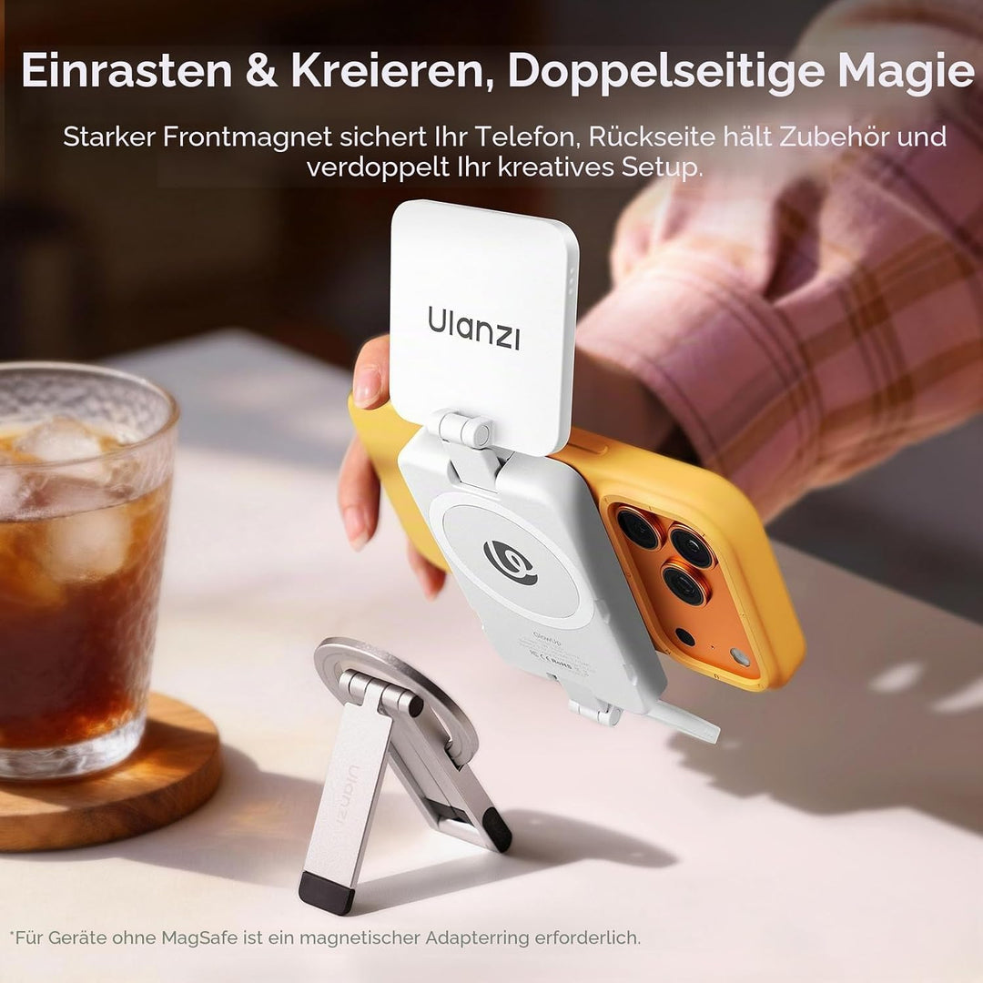 ULANZI GL01 [2026 Aktualisierte] Magnetische Selfie Licht für iPhone, Magnet LED Handy licht mit Zwe