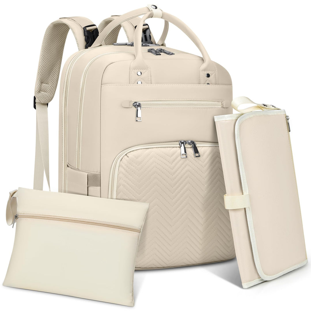 RAINSMORE Wickelrucksack Baby Wickeltasche Rucksack mit Wickelunterlage Unterwegs Gross Diaper Bag M