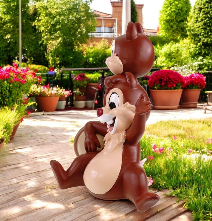 Gartenfigur Chip und Chap 33cm Wetterfest Disney Dekoration Garten und Zuhause | Polyresin Statue |