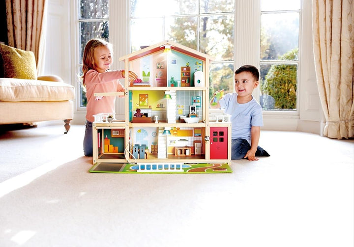 Puppen-Villa von Hape| Preisgekröntes Puppenhaus mit 10 Zimmern aus Holz ab 3 Jahren Puppen-Villa mi