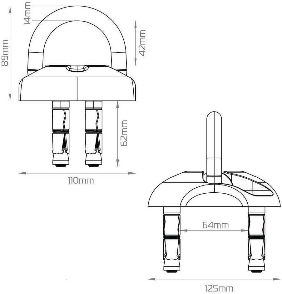 Oxford Products Task Force Boden-/Wandanker-Set, flach zusammenklappbar, goldfarben
