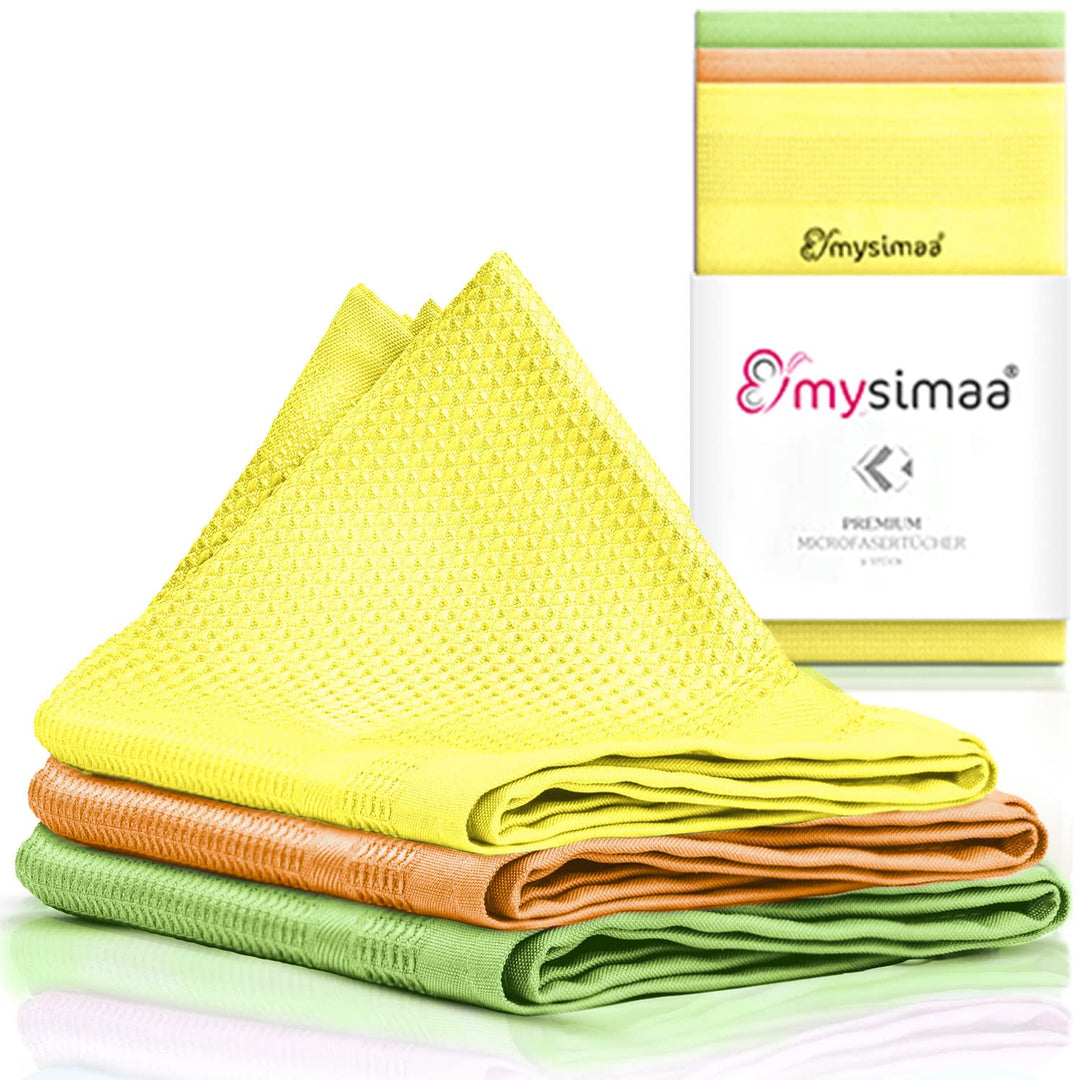 mysimaa Mikrofasertücher 40x40 – Fenstertuch Streifenfrei, Microfasertuch Autopflege, Putzlappen Küc