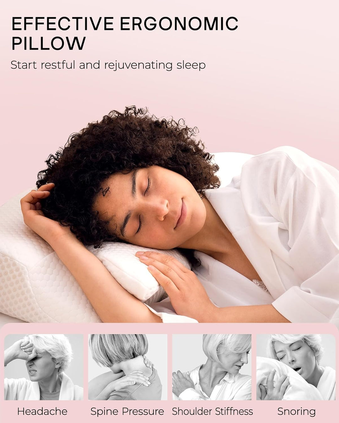 Elviros Orthopädisches Nackenkissen aus Memory Foam, Ergonomisches Kopfkissen Nackenschmerzen, für R