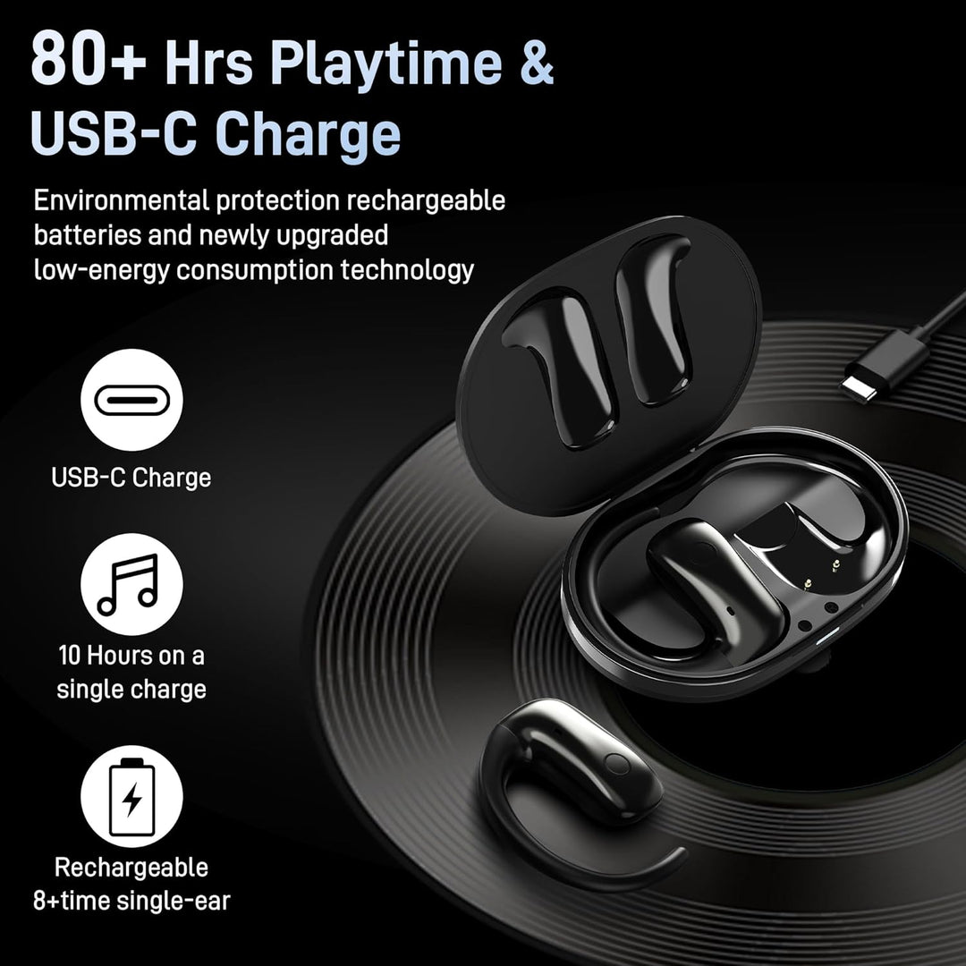 Wantek Open Ear Kopfhörer Bluetooth 5.3, Offene Kopfhörer Kabellos mit Mikrofon, HiFi-Sound Klare An