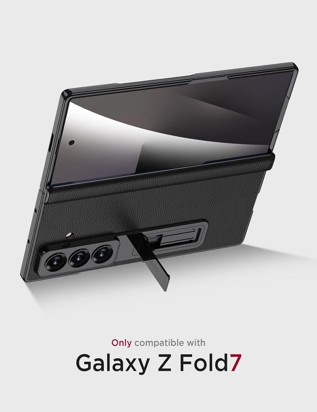 Miimall Lederhülle Kompatibel mit Samsung Galaxy Z Fold 7 Hülle mit Displayschutz+Scharnierschutz, S