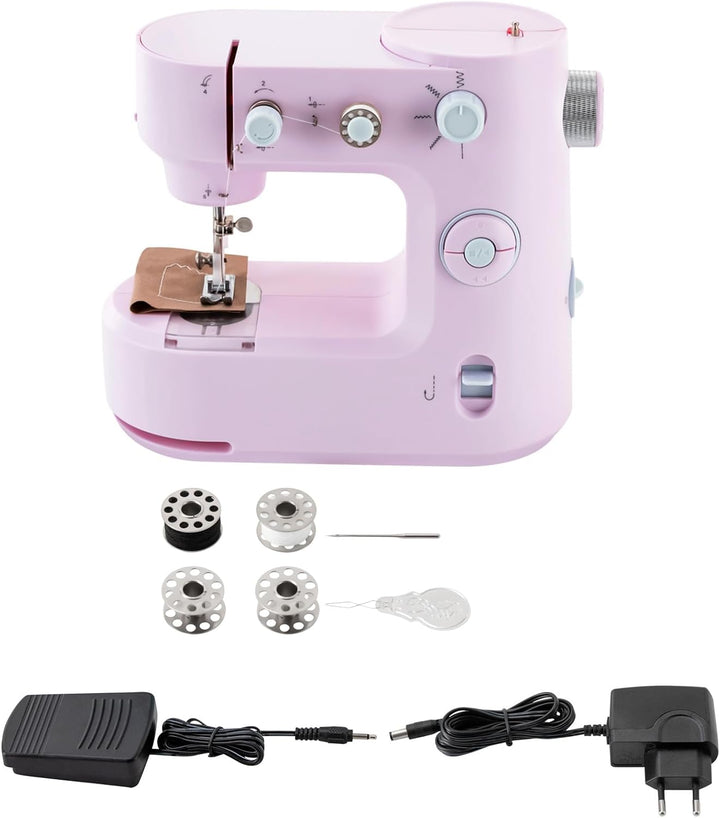 Nähmaschine, Nähmaschine Anfänger, Kindernähmaschine mit Fusspedal, 2 Betriebsarten, Zwei-Wege-Nähen