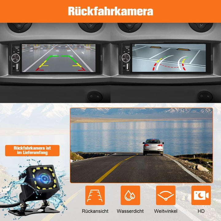 Junsun Smartes 1 DIN Autoradio mit 6,36 Zoll Touchscreen mit Rückfahrkamera | wired and wireless Car