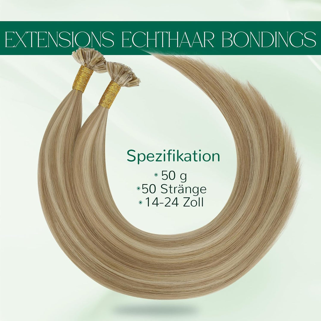 Easyouth Extensions Echthaar Bondings Blond Echthaar Bonding Extensions Haarverlängerungen Aschblond