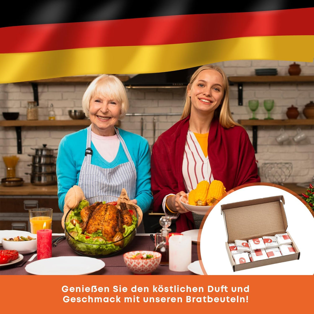 20-stückige Bratbeutel für Ofen &amp; Mikrowelle - 38x24 cm - Hitzebeständig, reissfest, für saftiges Fl