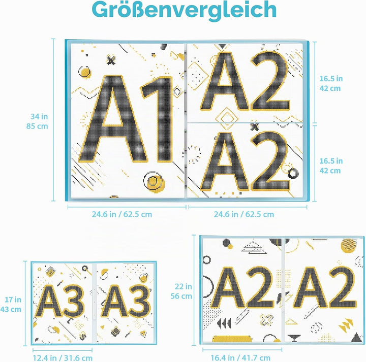 ARTDOT Diamant Painting Bilder Album mit Griff, Diamond Painting Mappe, Sichtbuch in A2 für Aufbewah