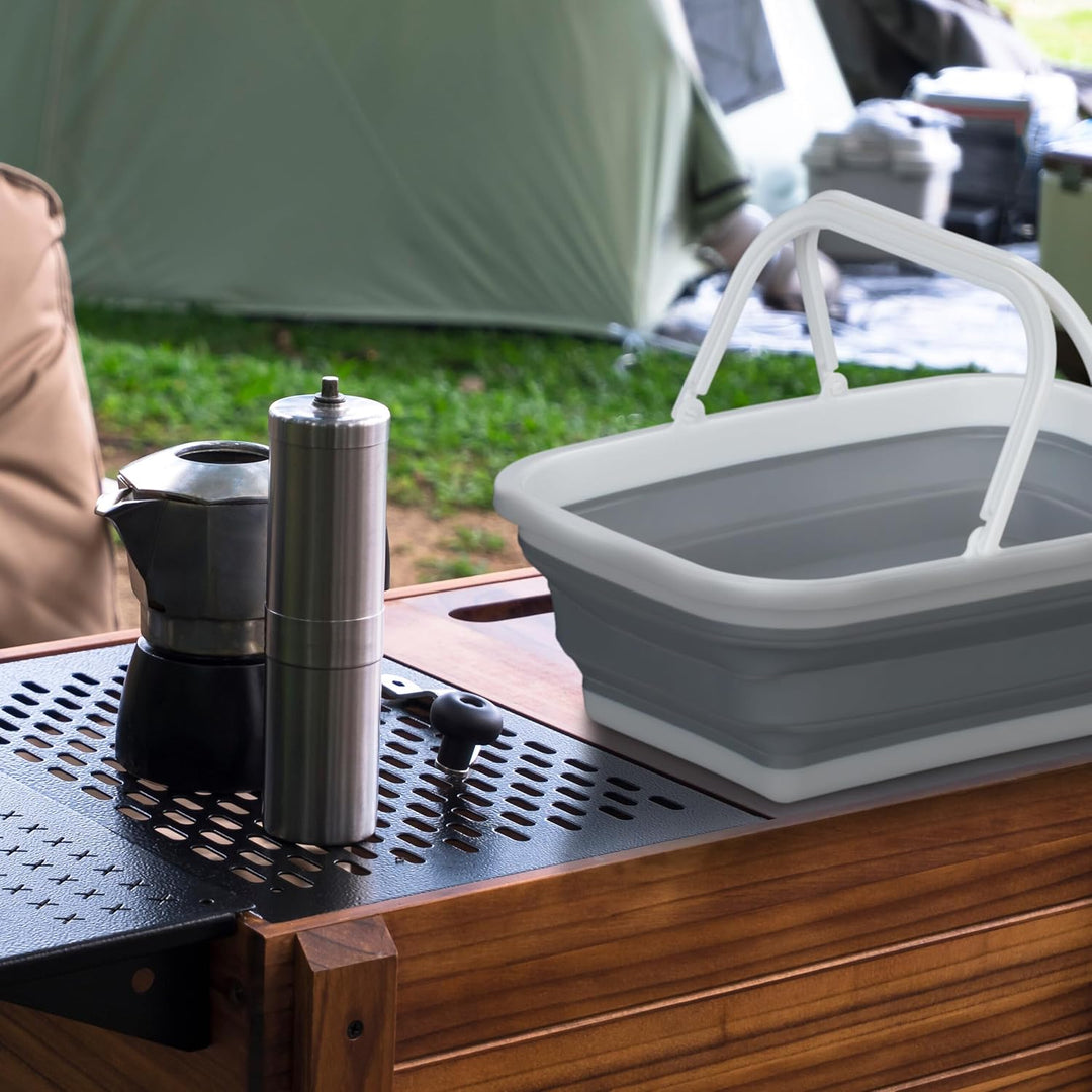 Relaxdays Faltkorb mit Henkel, 8 L, tragbarer Picknickkorb, Camping & Abwasch, HxBxT: 15,5 x 38,5 x