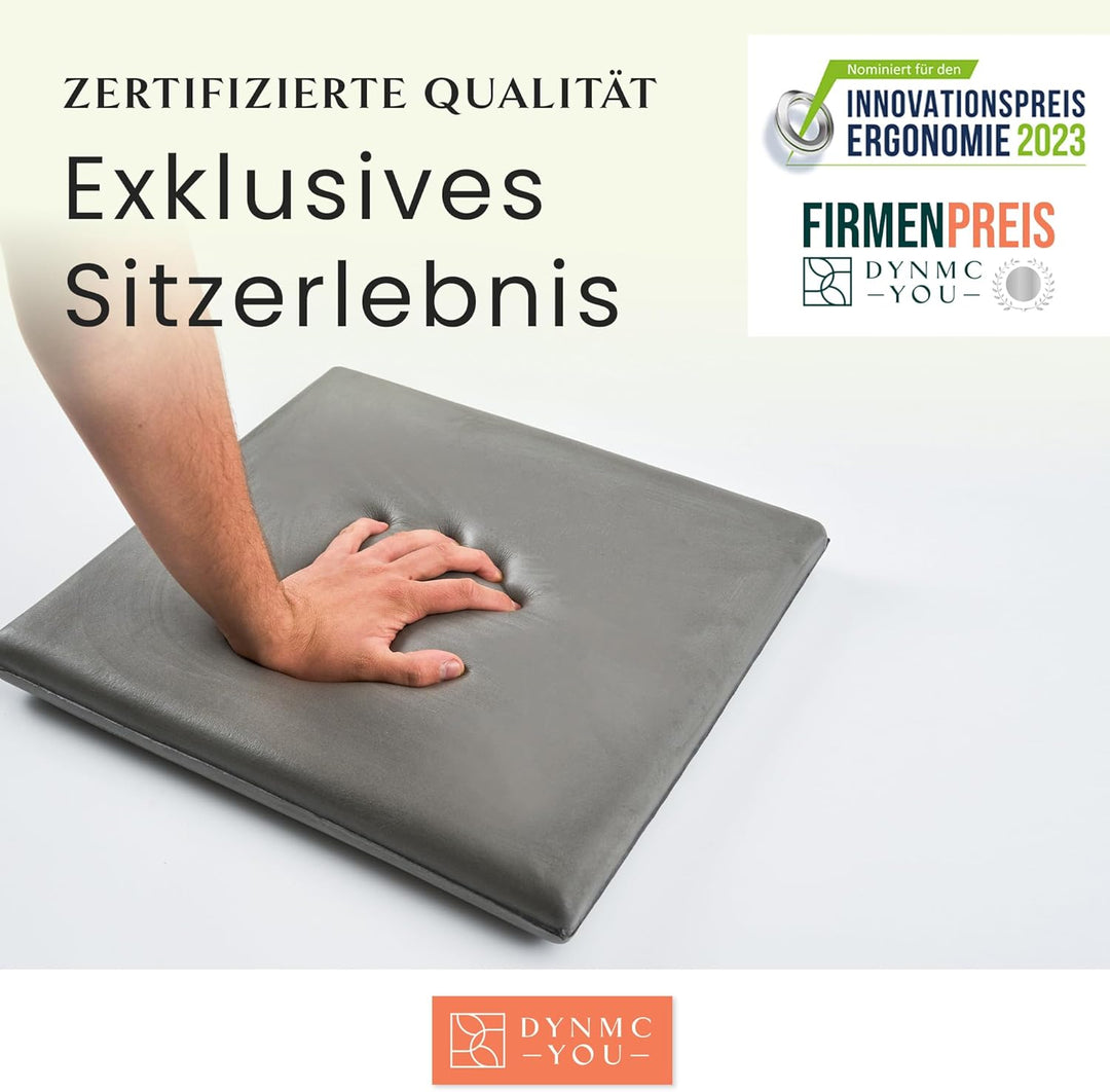 Sitzkissen Stuhl - Stuhlkissen 40x40 - Eckig 2er Set Grau - TEST SEHR GUT - INNOVATIONSPREIS ERGONOM